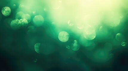 Poster - Abstract Green Background with Soft Bokeh Effect, Perfect for Artistic and Creative Projects, Featuring Ethereal Light and Gentle Glow in Nature-Inspired Tones