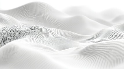 Poster - Abstract white wave patterns with soft contours and gentle undulations creating a serene, ethereal landscape reminiscent of digital art and modern design aesthetics