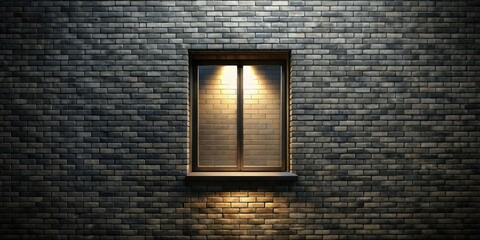Leinwandbilder - Illuminated Window in a Brick Wall at Night