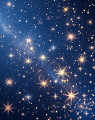 Poster - Midnight blue with sparkling shooting stars and soft star dust shooting star abstract background