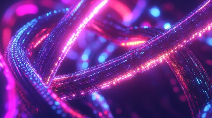 Fototapete - Technological Abstract Twisted Fiber Optic Wires