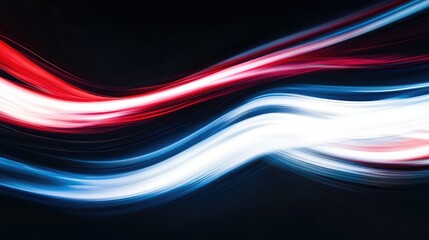 Poster - Abstract light trails in red and blue on a dark background creating a dynamic flow of colors that represents motion, energy, and vitality for creative design projects.