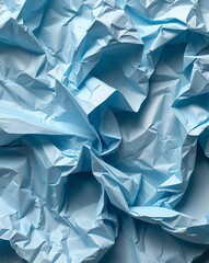 Poster - Pale blue crumpled paper with textured creases and a calming ambiance abstract background