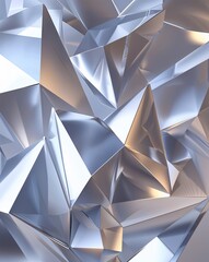 Poster - Polished silver with geometric prisms and subtle gradients abstract background