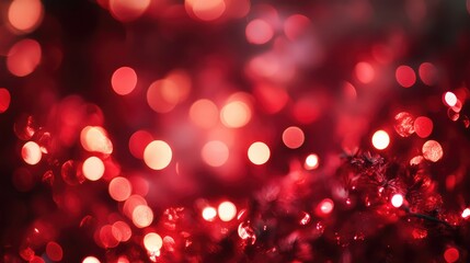 Poster - Beautiful close-up of shimmering red bokeh lights on a textured background, creating a mesmerizing and vibrant festive ambiance perfect for celebrations and holiday designs.