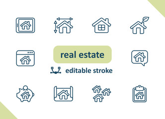 Wall Mural - Real estate icons. House, buildings, home vector icon set