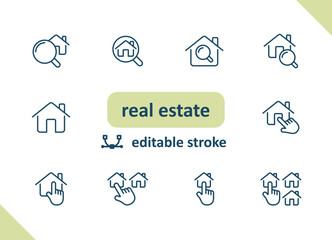 Wall Mural - Real estate icons. House, buildings, home vector icon set