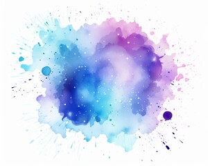 Wall Mural - Delicate watercolor painted splashes in blue and purple colors on white background