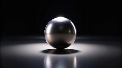 Aufkleber - A perfectly smooth, metallic sphere rests on a reflective surface, illuminated by a single light source