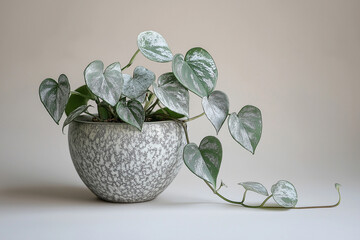 Wall Mural - A plant with white leaves is in a white bowl