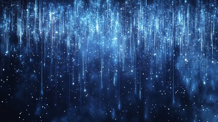 Wall Mural - Glimmering Blue Light Rain Abstract Background. AI Generated