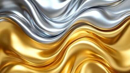 Poster - Fluid lines of metallic gold and silver intertwine, forming an elegant abstract design that draws the eye with its graceful movement and shine