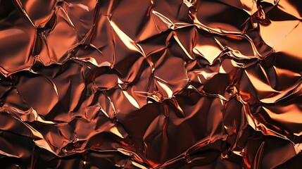 Poster - Shimmering Copper Foil Texture with Dynamic Crinkles and Depth, Ideal for Backgrounds and Creative Projects Featuring Metallic Elements and Modern Aesthetics