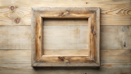 Aufkleber - Rustic Wooden Frame on Light Brown Wooden Planks Background for Your Design