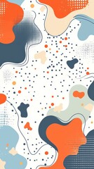 Poster - A vibrant assortment of overlapping abstract shapes in red, blue, and beige against a white background creates a modern and artistic atmosphere