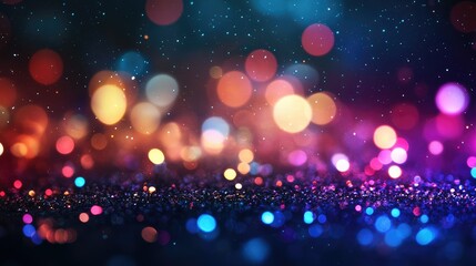 Poster - Vibrant Abstract Background with Colorful Bokeh Effects and Sparkling Glitter Elements Creating a Dreamlike and Magical Atmosphere for Creative Designs