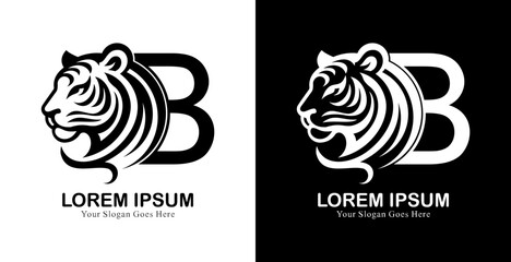 The logo design is in the shape of a tiger's head combined with the letter B