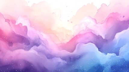 Poster - Seamless Pastel Watercolor Background in Light Pink Lavender and Baby Blue Brushstrokes