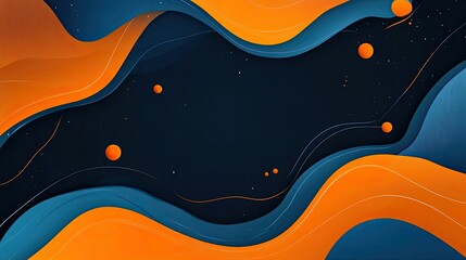 Poster - Abstract Wavy Background with Orange and Blue Elements in Motion