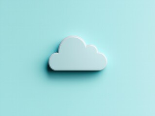 Poster - A minimalist cloud icon against a soft turquoise background, symbolizing simplicity and calmness in design.