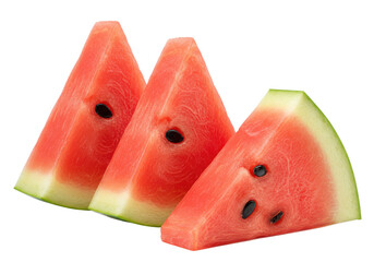 Wall Mural - Three triangular slices of watermelon, isolated on a white background