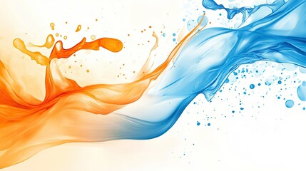 Poster - Colorful Liquid Splash of Blue and Orange on Light Background