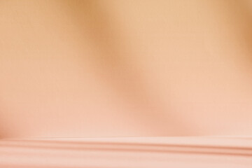 Fototapete - Abstract orange studio background with shadows of window. Empty 3d room. Display product with blurred backdrop.