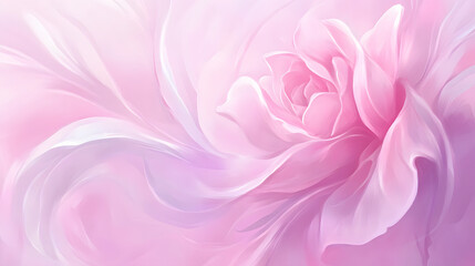Poster - A soft, pastel pink rose blends harmoniously with gentle swirls of color, evoking a serene and delicate floral ambiance