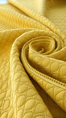 Poster - A yellow fabric with a pattern of circles