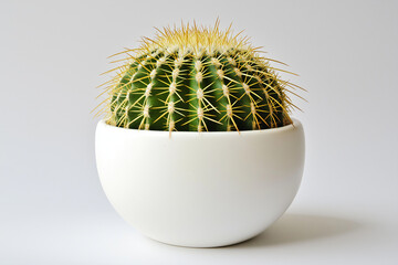 Wall Mural - A small cactus is sitting in a white bowl