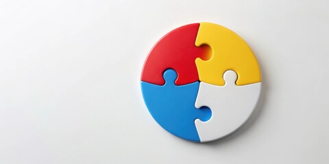 Aufkleber - Colorful Circular Puzzle Pieces Representing Unity and Collaboration