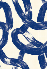 Hand-painted circular patterns in navy blue