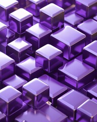 Poster - Purple metallic cubes with smooth gradients and high gloss reflections abstract background