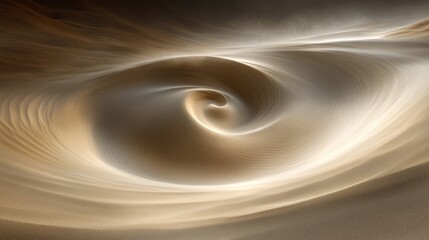 Poster - Swirling patterns created by wind ripples in fine sand at dusk in a desert landscape. Generative AI
