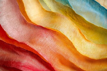 Poster - Macro of colorful curved sheets of paper.