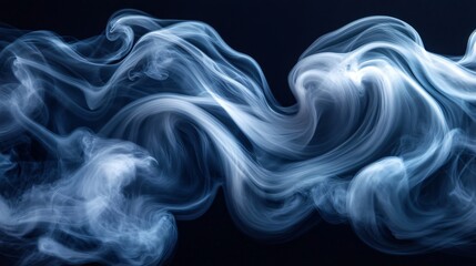 Poster - Thick Gray and Silver Smoke Creating Wavy Abstract Patterns Against Black Background