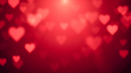 Poster - Soft Glowing Red Hearts Backdrop with a Dreamy Bokeh Effect Perfect for Valentine Day and Romantic Backgrounds