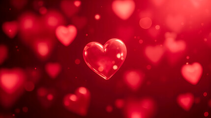  - romantic red hearts abstract background with soft glowing bokeh effect for love and passion themed d