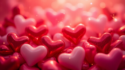 Poster - Colorful Hearts on a Soft Romantic Background for Celebrating Love and Affection on Special Occasions and Festivities