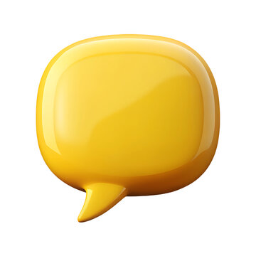 Yellow chat bubble icon. 3d rendering isolated on white background. Cartoon plastic style