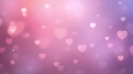 Poster - Soft Pink and Purple Heart Shapes on a Blurry Background for Romantic and Love Themes in Stock Photography