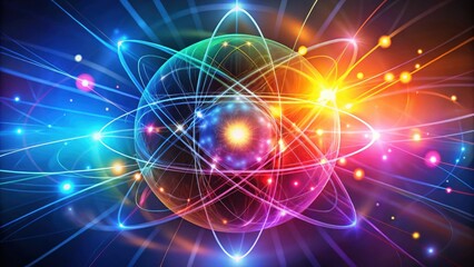 Poster - Vibrant Atomic Structure  A Colorful Representation of Subatomic Particles and Energy Flows