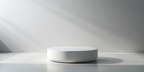Poster - Minimalist White Cylinder Display Platform in Sunlit Room