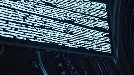 Poster - Soldier is exploring a dark tunnel with a digital display showing encrypted data, creating a mysterious and intriguing scene related to cybersecurity, espionage, or military operations