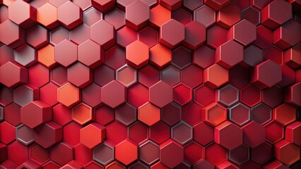 Leinwandbilder - Abstract Red Hexagon Pattern Background  A Three-Dimensional Geometric Design