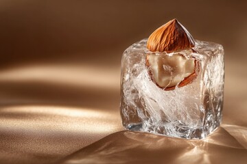 Wall Mural - Frozen Hazelnut Inside A Clear Ice Cube