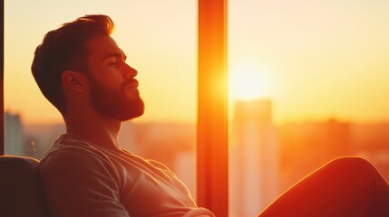 Reflective moment from morning to evening as sunlight fills the room, creating a peaceful atmosphere for relaxation and contemplation