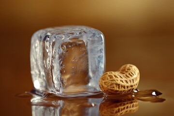 Wall Mural - Ice Cube And Peanut In Brown Liquid