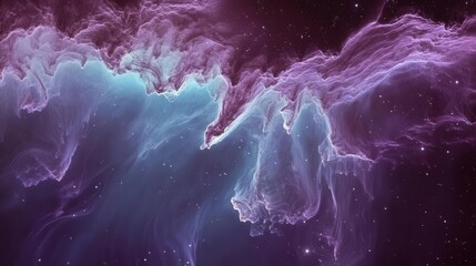 Wall Mural - a mesmerizing nebula-inspired digital artwork with swirling purples and teals, featuring ethereal co