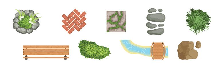 Poster - Landscape Design and Garden Decorative Object and Element Vector Set